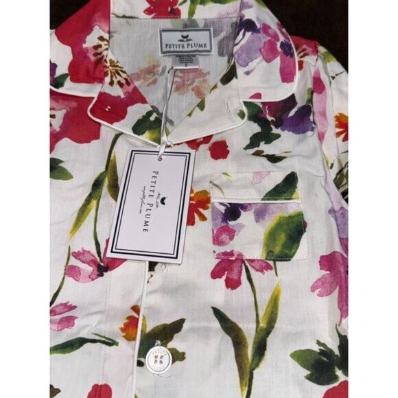 Petite Plume Baby Floral Pajama Set Cotton Multi-Color Long Sleeve Button-down S - Picture 4 of 10